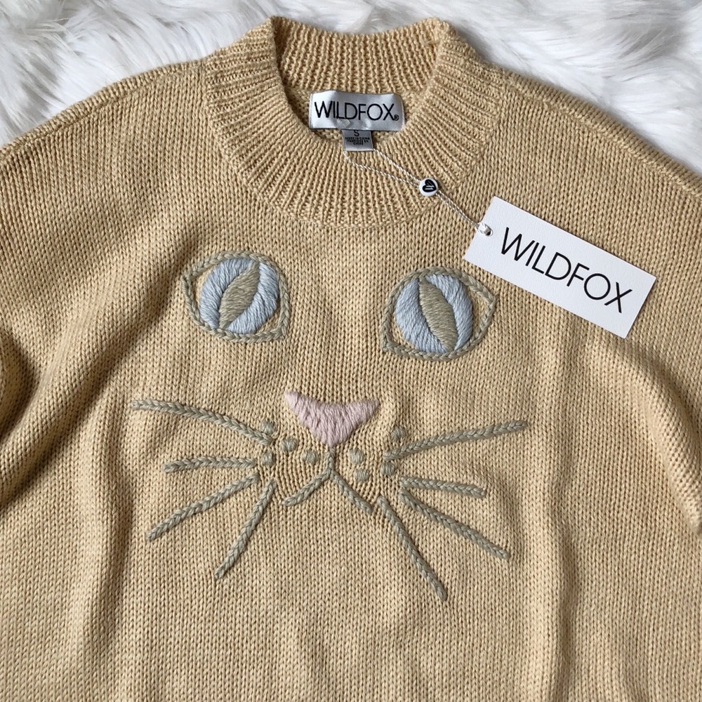 •SOLD• Wildfox Whiskers Distressed Cat Sweater - Picture 4 of 7